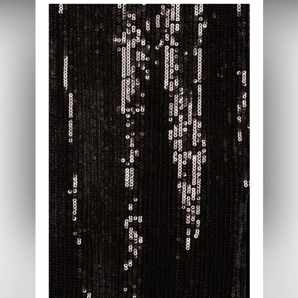 NBD Kalindi Midi Dress in Black Sequin & Feather Trim Size Medium - Picture 3 of 10